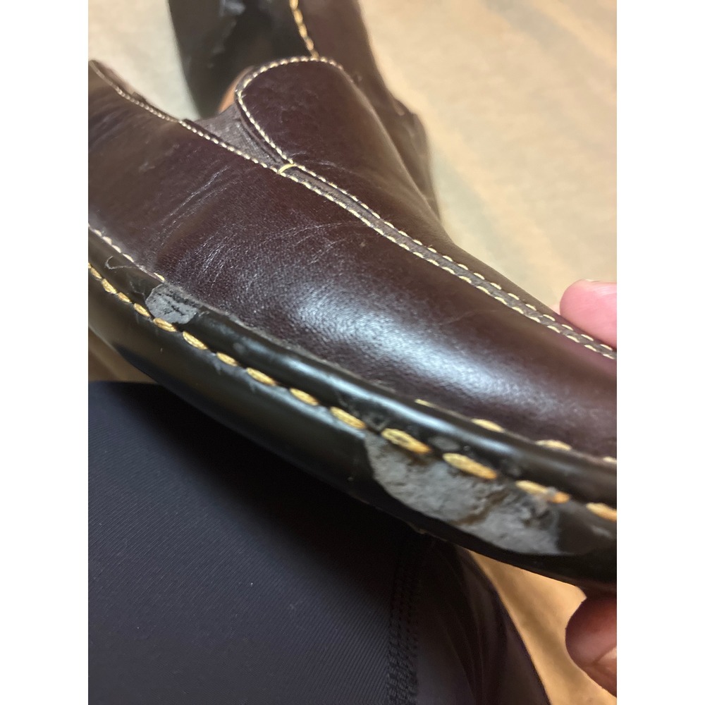 Born Womens Brown Leather Slip On Loafers Square Toe Comfort Shoes W6572 F5 7.5 - Picture 7 of 7